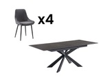 Sparset Esstisch Albina + 4 Stühle Masurie Unisex Anthrazit ONE SIZE