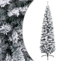 vidaXL Schlanker Künstlicher Weihnachtsbaum Beschneit Grün 240 cm PVC