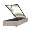 Beliani Polsterbett Leinenoptik beige mit Bettkasten hochklappbar 90 x 200 cm DINAN