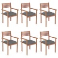 vidaXL, vidaXL Stapelbare Gartenstühle mit Kissen 6 Stk. Massivholz Teak