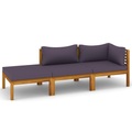 vidaXL 3-tlg. Garten-Lounge-Set mit Auflagen Massivholz Akazie