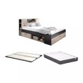 Bett mit Stauraum & Schubladen + Lattenrost + Matratze - 140 x 190 cm - Naturfarben & Anthrazit - LEANDRE Bett mit Stauraum & Schubladen + Lattenrost + Matratze - 140 x 190 cm - Naturfarben & Anthrazit - LEANDRE