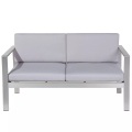 Beliani Gartensofa Aluminium 2-Sitzer Auflagen hellgrau Salerno