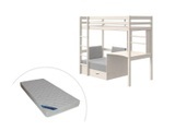 Hochbett mit Schreibtisch + Schlafsofa + Stauraum + Matratze Kiefer massiv GOLIATH II Hochbett mit Schreibtisch + Schlafsofa + Stauraum + Matratze Kiefer massiv GOLIATH II