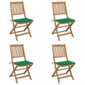 vidaXL Klappbare Gartenstühle 4 Stk. mit Kissen Massivholz Akazie