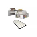 Kombi-Bett 90 x 200 cm mit Stauraum & Schreibtisch + Lattenrost - Holzfarben & Weiß - RIGALI Kombi-Bett 90 x 200 cm mit Stauraum & Schreibtisch + Lattenrost - Holzfarben & Weiß - RIGALI