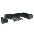 vidaXL 9-tlg. Garten-Lounge-Set mit Auflagen Poly Rattan Dunkelgrau