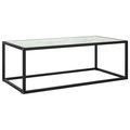 vidaXL Couchtisch Schwarz mit Weißem Glas in Marmor-Optik 100x50x35 cm