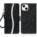 iPhone 14 - Glitter Leder Etui