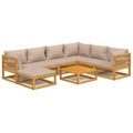 vidaXL 8-tlg. Garten-Lounge-Set mit Taupe Kissen Massivholz