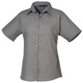 Kurzarm Popeline Bluse Arbeitshemd Damen Grau 48