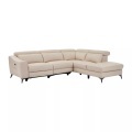 Ecksofa mit elektrischer Relaxfunktion - Ecke rechts - Leder - Cremefarben - FORLO Ecksofa mit elektrischer Relaxfunktion - Ecke rechts - Leder - Cremefarben - FORLO
