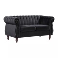 Chesterfield Sofa 2-Sitzer - Samt - Schwarz - TRUMBO Chesterfield Sofa 2-Sitzer - Samt - Schwarz - TRUMBO