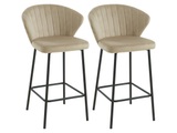 Barhocker 2er-Set - Samt & Metall - Beige - CRUSTI Barhocker 2er-Set - Samt & Metall - Beige - CRUSTI