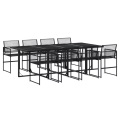 vidaXL 9-tlg. Garten-Essgruppe Schwarz Poly Rattan