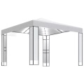 vidaXL Pavillon mit Doppeldach & LED-Lichterkette 3x3 m Weiß
