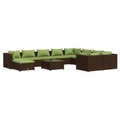 vidaXL, vidaXL 11-tlg. Garten-Lounge-Set mit Kissen Poly Rattan Braun