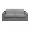 LINEA SOFA - Schlafsofa mit Matratze 3-Sitzer Kunstleder - Grau - Liegefläche mit Lattenrost: 140 cm - Matratzenhöhe: 14 cm mit Memory Schaum - CALITO, One Size