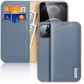 Dux Ducis - iPhone 13 Pro Max Flip Wallet Cover Echtleder Tasche (RFID Schutz) - Blau
