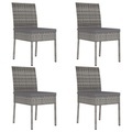 vidaXL Garten-Essstühle 4 Stk. Poly Rattan Grau