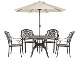 Gartentisch Set mit Schirm aus Aluminium Retro SALENTO Gartentisch Set mit Schirm aus Aluminium Retro SALENTO