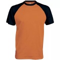 Kariban - t-shirt base ball, M, Schwarz / Orange