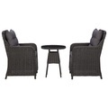 vidaXL Gartenstühle 2 Stk. mit Teetisch Poly Rattan Schwarz