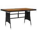 vidaXL Gartentisch Schwarz 130x70x72cm Poly Rattan & Massivholz Akazie