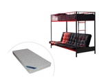 Vente-unique, Hochbett mit Schlafsofa mit Matratze + Futonmatratze - 90 x 190 cm - Metall - Rot & Schwarz - MODULO V Hochbett mit Schlafsofa mit Matratze + Futonmatratze - 90 x 190 cm - Metall - Rot & Schwarz - MODULO V
