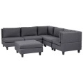 Beliani - Ecksofa mit Ottomane aus Stoff UNSTAD, One Size, Grau