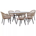Gartentisch Set aus PE Rattan Boho ALIANO Gartentisch Set aus PE Rattan Boho ALIANO