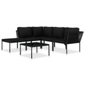 Diverse Hardware, 6-tlg. Garten-Lounge-Set mit Auflagen Schwarz PVC