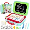 Activity-board - Kinder-Magnettafel Magnetische Tafel 2-in-1 Doppelseitige Doodle-Zeichentafel mit 3 Stempeln Reisespiel, Multicolor