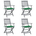 vidaXL Klappbare Gartenstühle 4 Stk. mit Sitzkissen Massivholz Akazie
