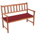 vidaXL Gartenbank mit Auflage 120 cm Massivholz Akazie