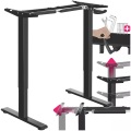 Tectake - Tischgestell Idun, höhenverstellbar, mit Handkurbel, 130 cm, Schwarz