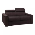 LINEA SOFA - Schlafsofa 3-Sitzer - Liegefläche mit Lattenrost: 140 cm - Matratze: 22 cm mit Memory Schaum - Stoff - Braun - VIZIR, One Size