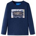 vidaXL Kinder-Langarmshirt mit Helm-Aufdruck Marineblau Melange 140
