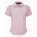 Kurzarm Popeline Bluse Arbeitshemd Damen Pink 38