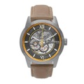 undefined, Heritor - Automatik-Lederarmbanduhr Jonas - Silber und Dunkelbeige