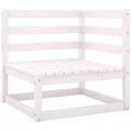 vidaXL Garten-Ecksofa Weiß Kiefer Massivholz
