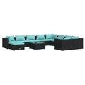 vidaXL, vidaXL 11-tlg. Garten-Lounge-Set mit Kissen Poly Rattan Schwarz
