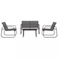 Northio - Gartenmöbel-Set 4-tlg. Gartengarnitur mit 1 Zweisitzer 2 Stühlen 1 Couchtisch Balkonmöbel-Set aus Mesh Schwarz für Terrasse & Garten, One Size