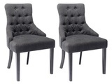 Stuhl 2er-Set - Stoff & Kautschukholz - Grau - MERVIA Stuhl 2er-Set - Stoff & Kautschukholz - Grau - MERVIA