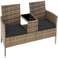 Rattan Gartensitzbank mit Tisch Rattan Gartensitzbank mit Tisch