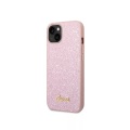 Guess - iPhone 14 Hardcase Hülle Glitter Script (GUHCP14SHGGSHP) - Rosa / Transparent