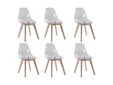 Vente-unique, Stuhl 6erSet AUDRA Polycarbonat Buche Transparent Stuhl 6erSet AUDRA Polycarbonat Buche Transparent