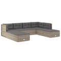 vidaXL 8-tlg. Garten-Lounge-Set mit Kissen Grau Poly Rattan