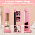 Northix, Northix - 4 in 1 Kinder Schmuckschrank Spiegelschrank 360° drehbar mit Ganzkörperspiegel Rosa, 36cm