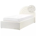 Beliani - Bett mit Stauraum aus Bouclé Retro ANET, 90x200 cm, Schneeweiss